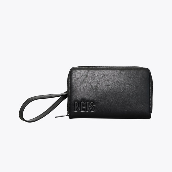 BEIS travel wallet with crossbody and wristlet strap black New - Picture 1 of 10